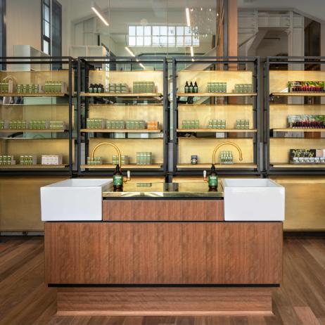 Clean lines dominate the retail space/training facility at Antipodes’ Wellington HQ - Antipodes Australia